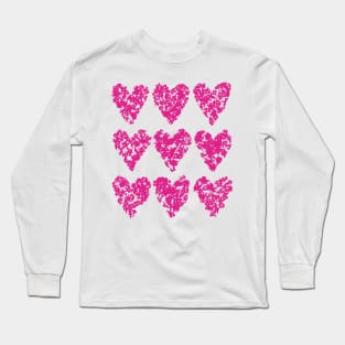 Nine Pink Crayon Heart Valentine Long Sleeve T-Shirt